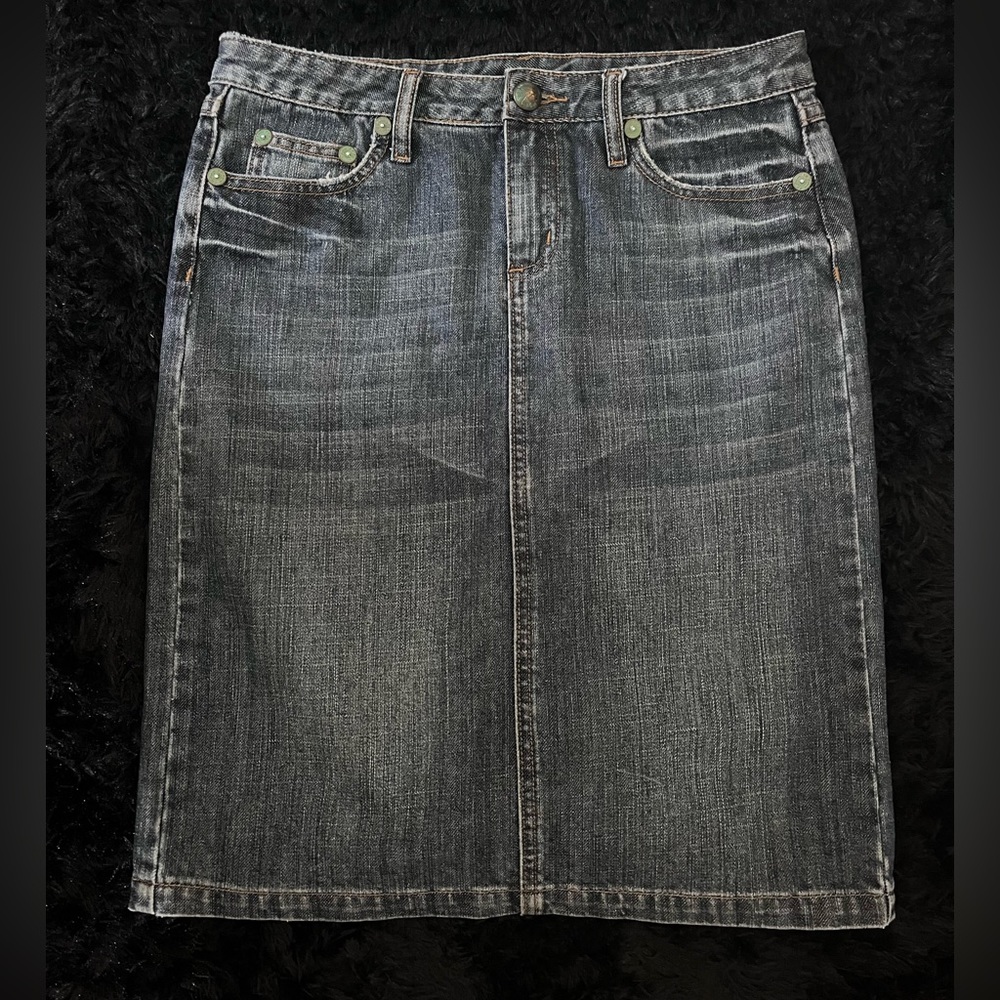 vintage denim midi skirt